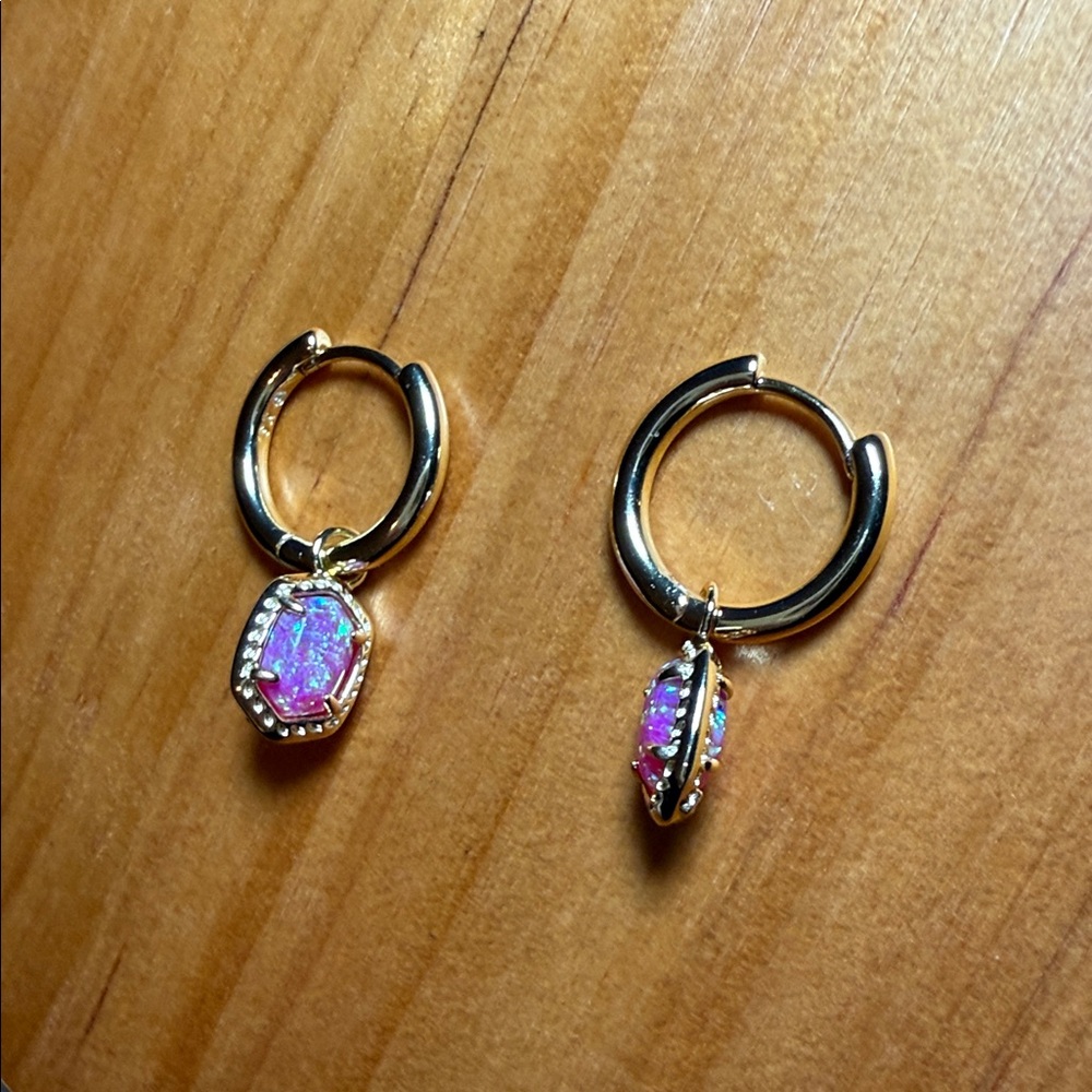 Elegant Gold and Pink Opal Earrings